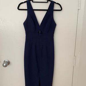 Navy cocktail dress with cut-out